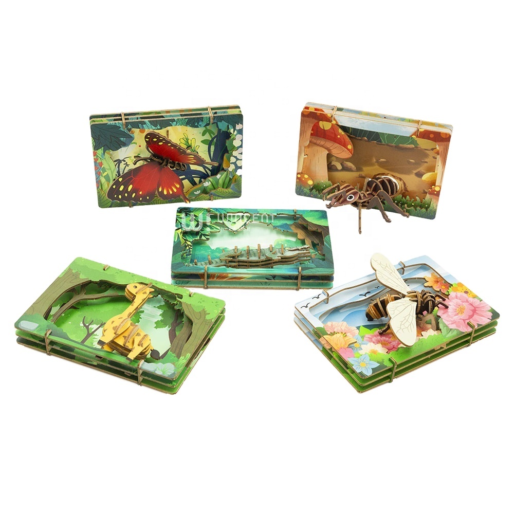 Educational Toys Unique Shaped Simple Eco-friendly 3d Wooden Puzzle Wooden Model for Kids