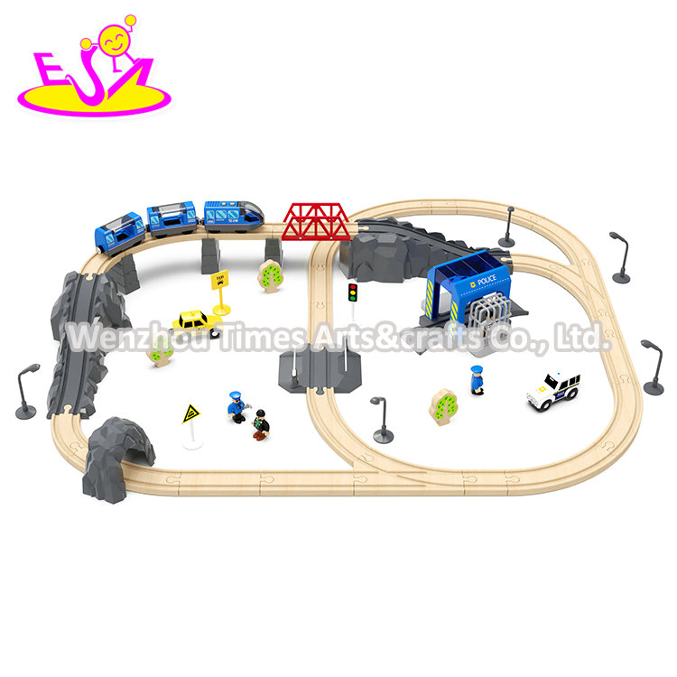 63 PCS Assembly Slot Wooden Toy Railway Set for Kids W04c247