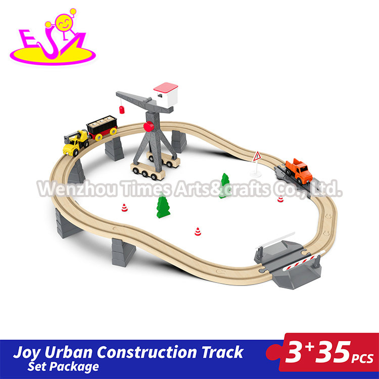 Customize Cheap 35 PCS Assembly Slot Toys Wooden Train Track Set for Kids W04c246