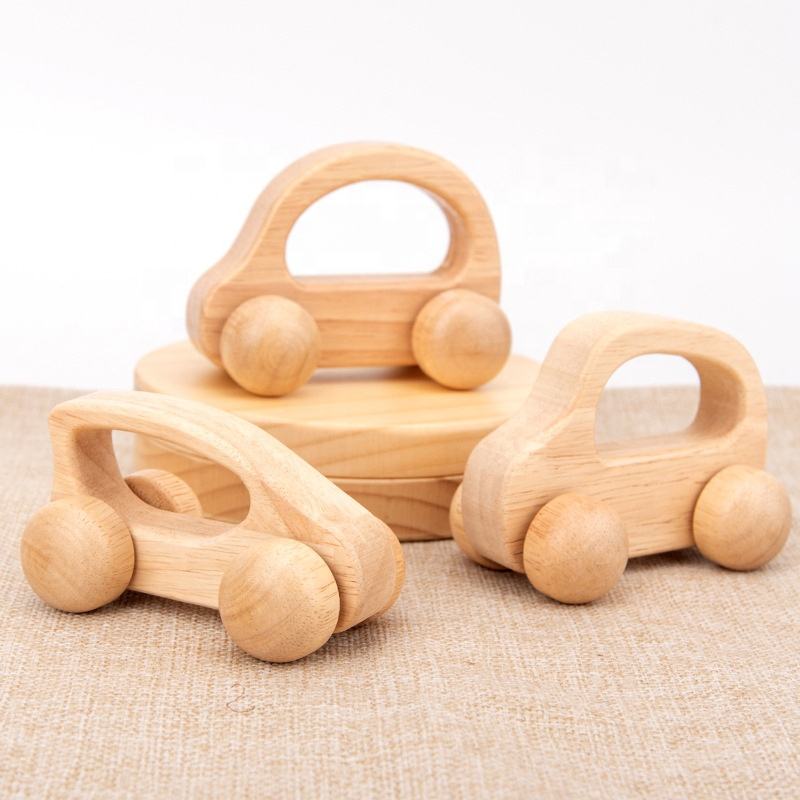 Organic Beech Wooden Educational Toys With Wheels Animal Shaped Wood Car on Wheels