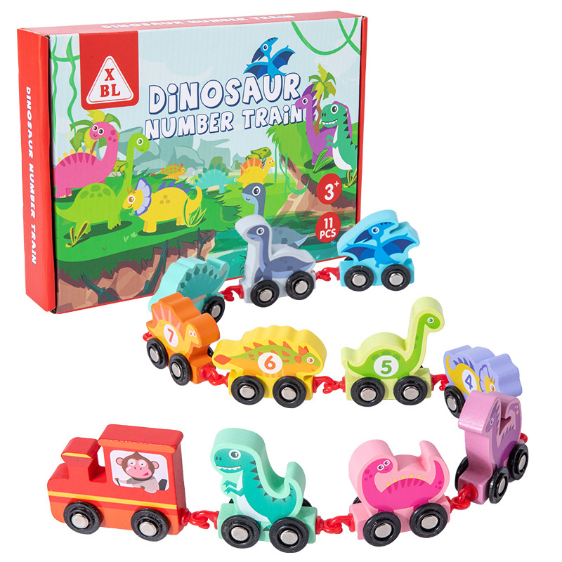 2022 Mini Cute Magnetic Dinosaur Kids Metal Children Electric Track Classic Fenfa Light up Thomas Wooden Toy Train Set