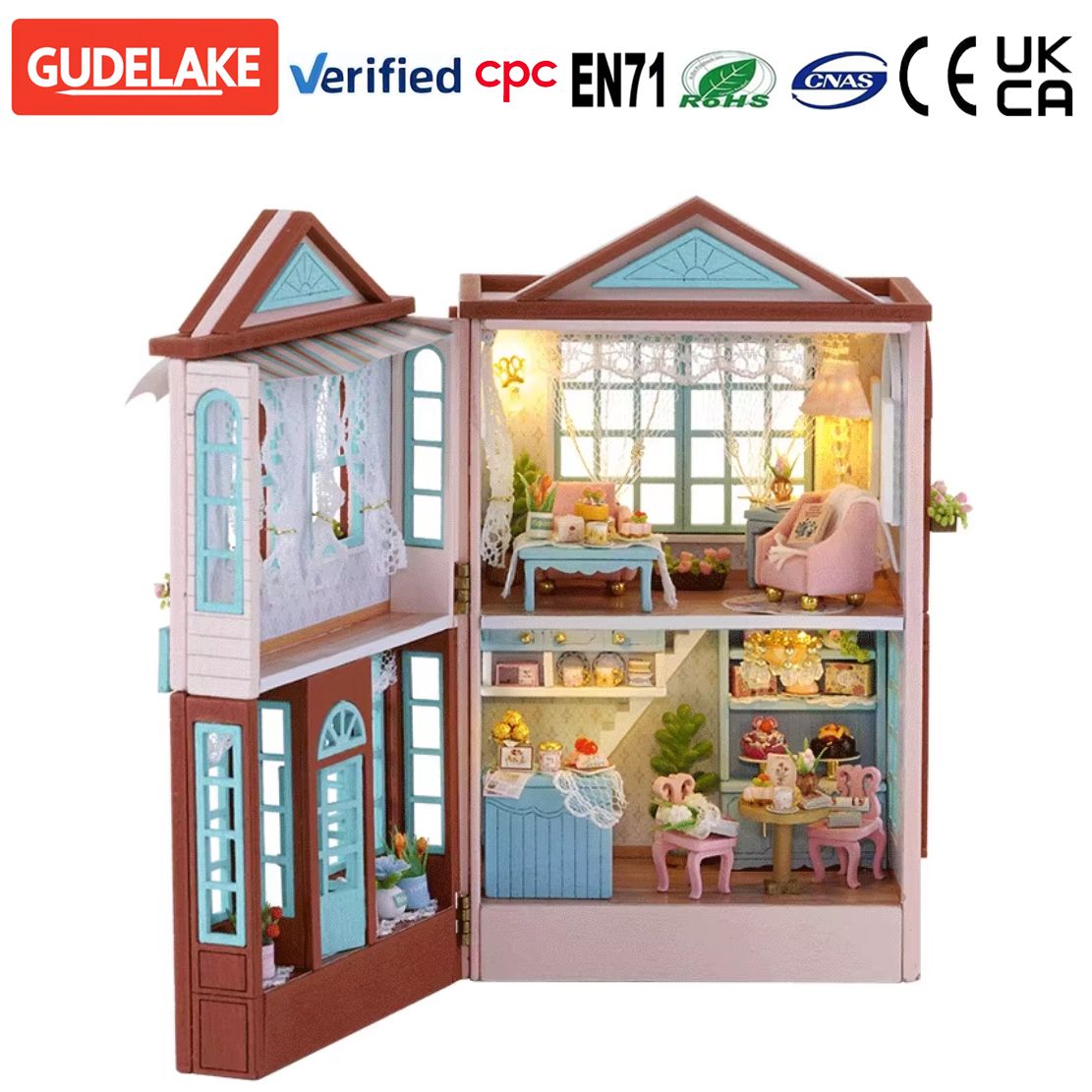 3D DIY Wooden Dollhouse Kit Miniature House with Openable Doors Laser Cut Wood Puzzle Craft for Kids Adults Home Decor Gift