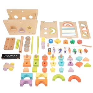 Montessori Wooden Activity Block Set 10-in-1 Educational Shape Sorter Color Matching STEM Learning Toy for Kids Ages 3+