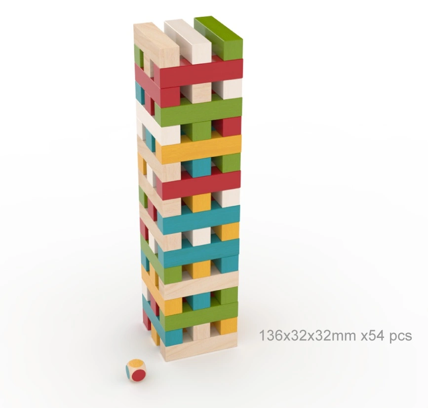 Wooden Toy Tumbling Tower Brick Building Game Toppling Blocks