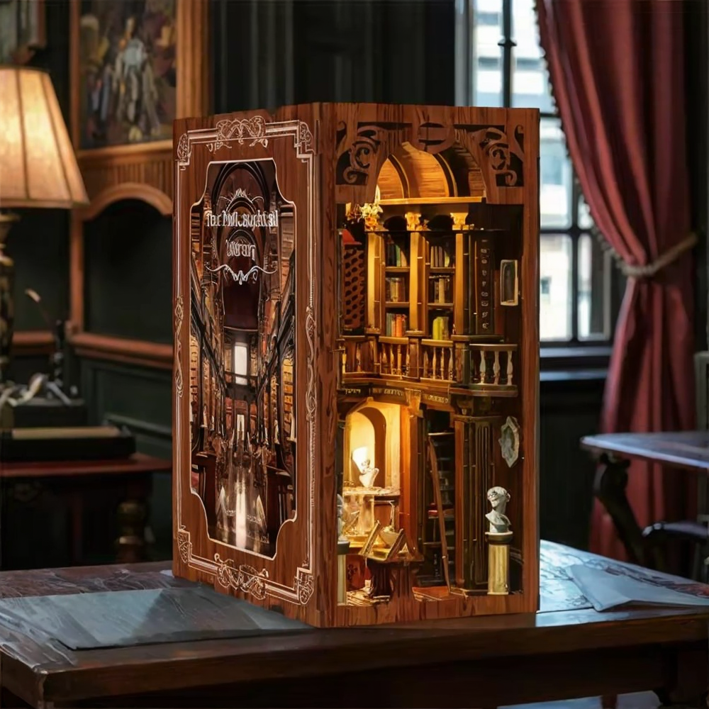 Factory Wholesale Handmade Craft Miniature Model Decoration Dollhouse with Light Building Model Book Nook Kit