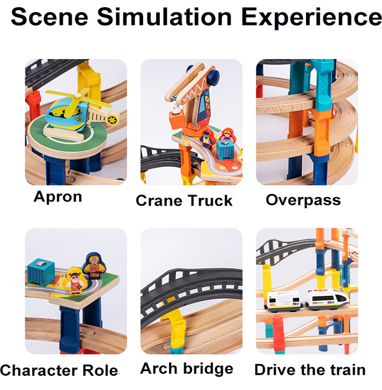UDEAS Exercise Hand-On Ability DIY Railway Train Set Builder Wooden Big Track Toy