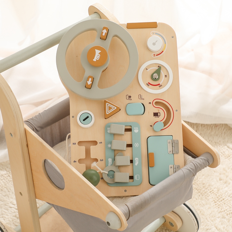 Montessori Wooden Busy Board Sensory Driving Learning Steering Wheel Toy for Children Aged 3 Years and Above Educational Toy