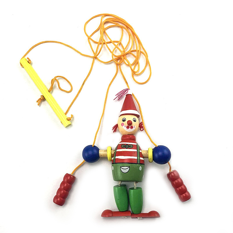 Wholesale Wooden Pull Puppet String Doll Wooden Clown Pull Toy Wooden String Puppet