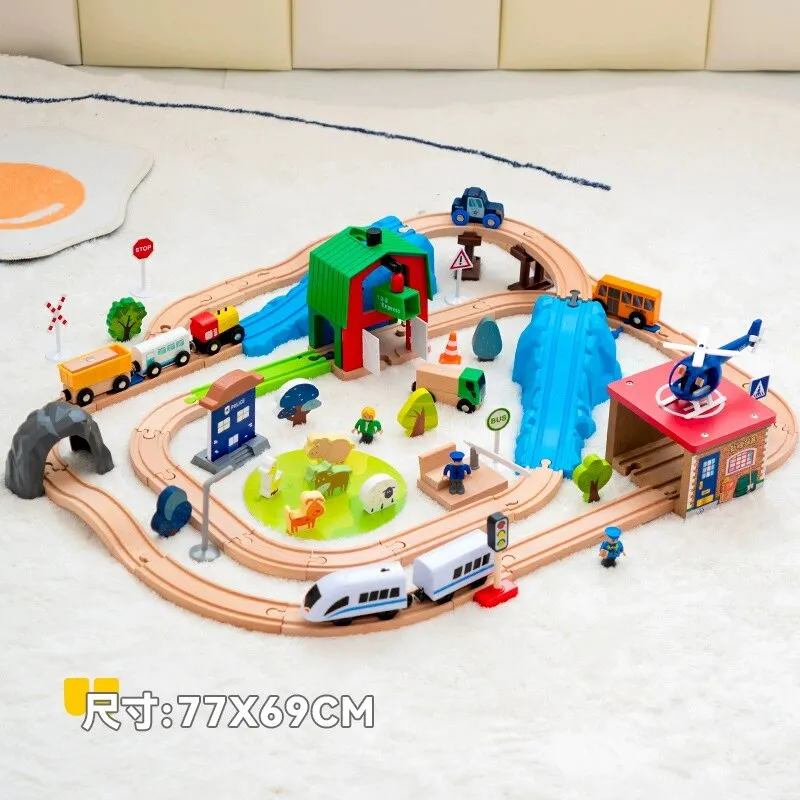 2025 Wholesale Christmas Kids Railway Wooden Electric Toy Model Mini Train Sets