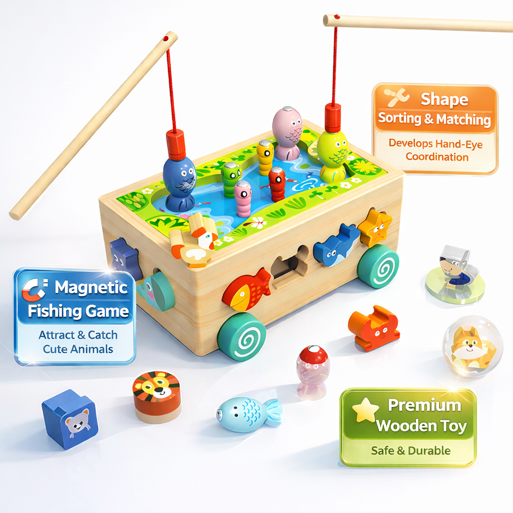 Wholesale Fun Wooden Multi-Functional Pull-Along Cognitive Toy Box, Fine Motor Skills &amp; Indoor Preschool Classroom Play Activity