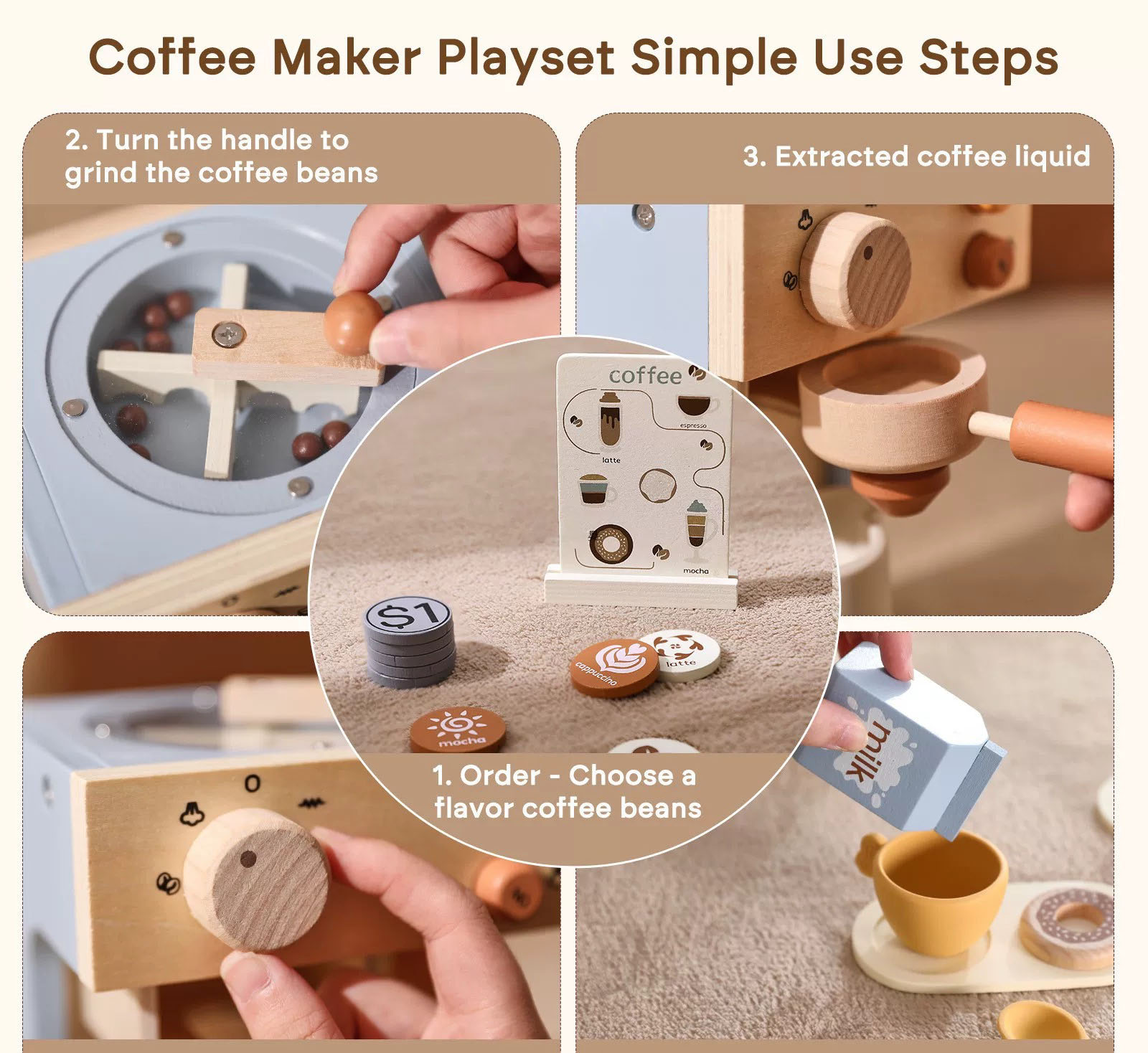 Wooden Coffee Maker Detail View 4