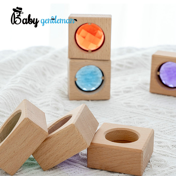 Large Particle Transparent Gem Building Block with Wooden Box Z13376D