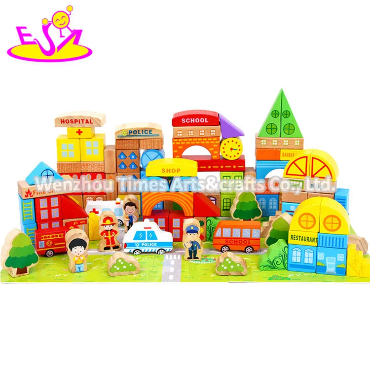 Amazon Best Sellers 100 PCS Children Wooden ABC Building Blocks for Education W13A150