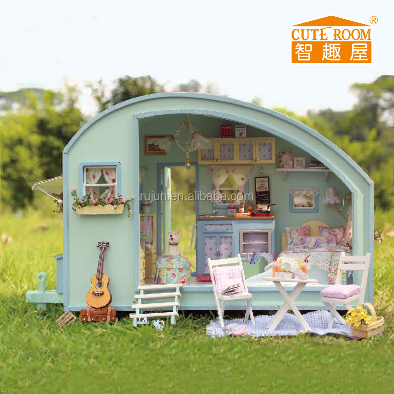 CUTE ROOM Diy Dollhouse Wooden Toys Travel car house model Time travel