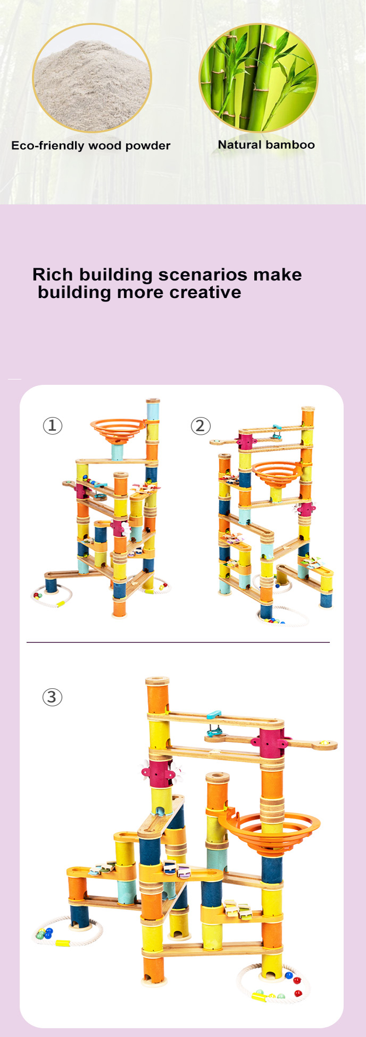 STEM DIY Building Block Set Educational & Fun Wooden Marble Run Race Track Toys