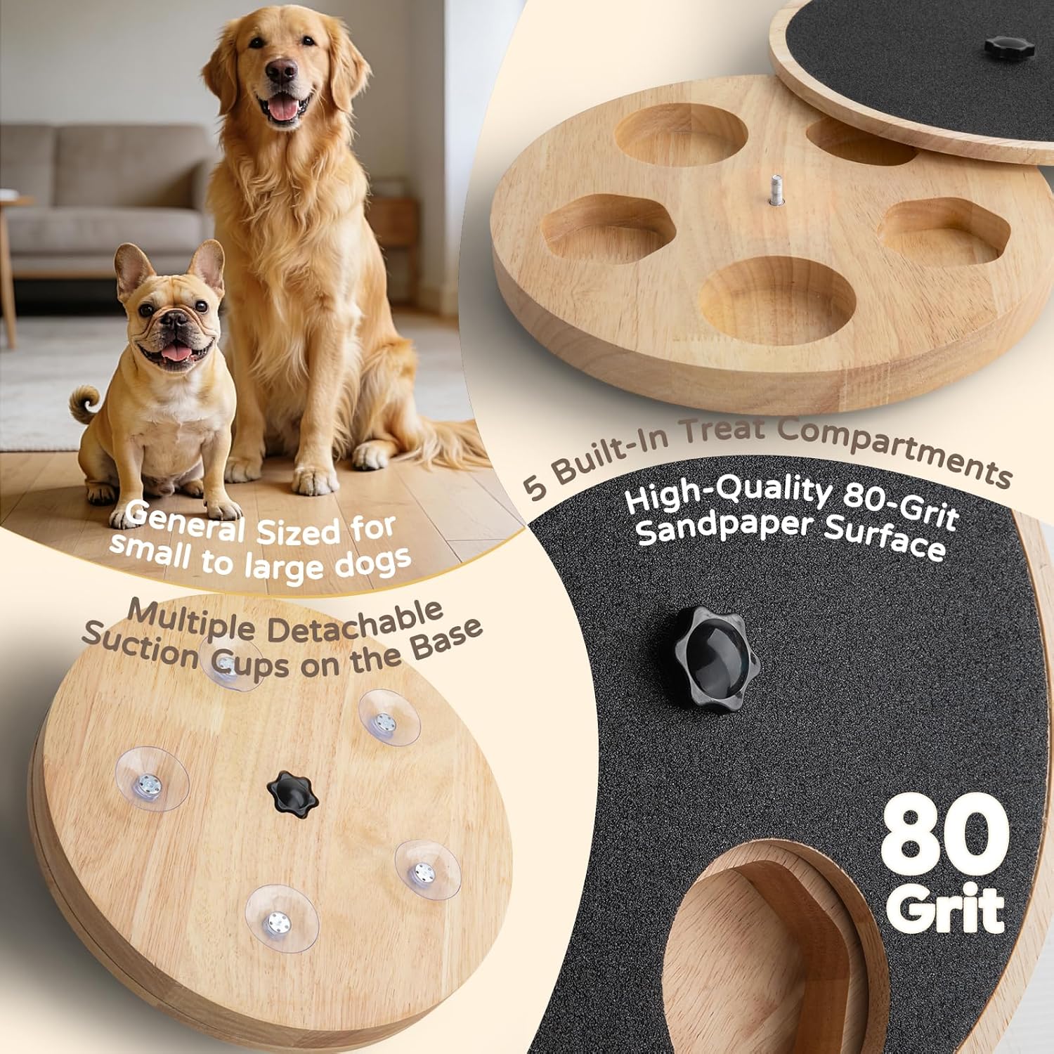 High Quality Luxury Durable Round Dog Scratcher Toy Nail Scratch Board &amp; File Toy-Wood Or Bamboo Material