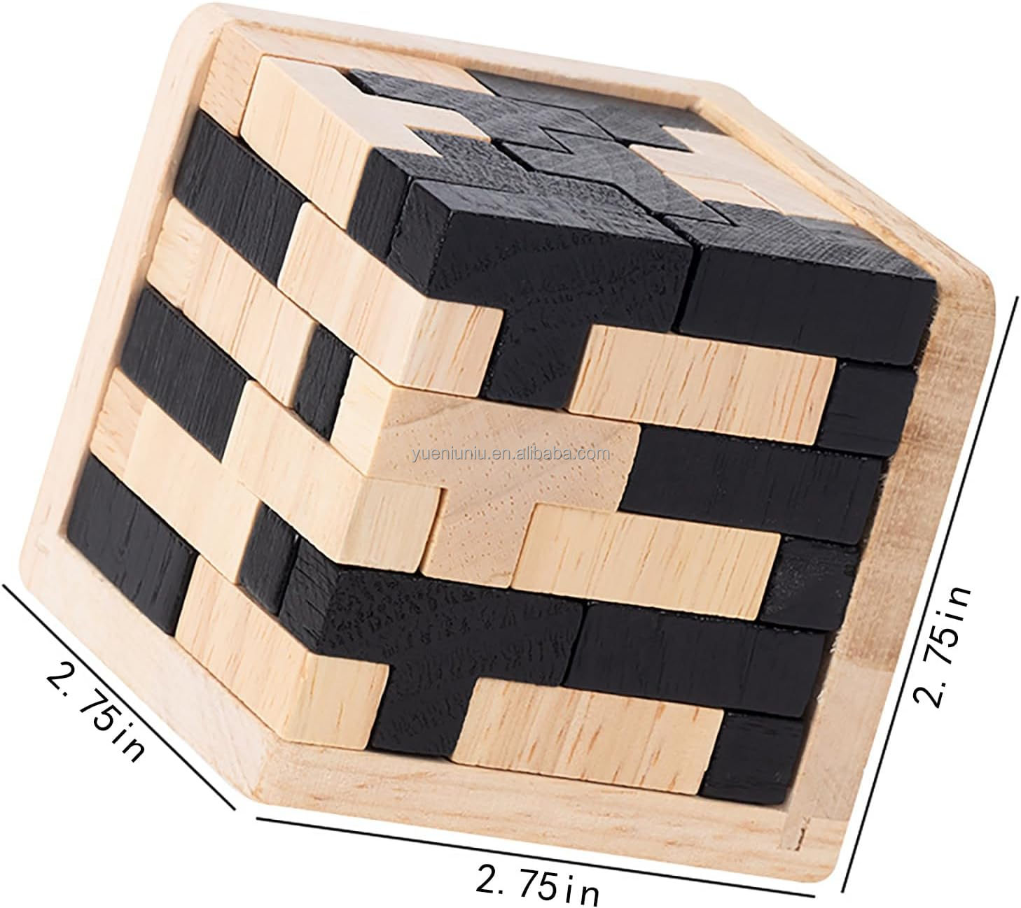 3D Wooden Brain Teaser Cube Wood Puzzles T-Shaped Jigsaw Logic Puzzle Game Educational Toy for Kids and Adults