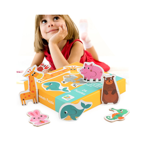 Wooden Animals Matching Jigsaw Puzzle Kids Early Education Enlightenment Toys