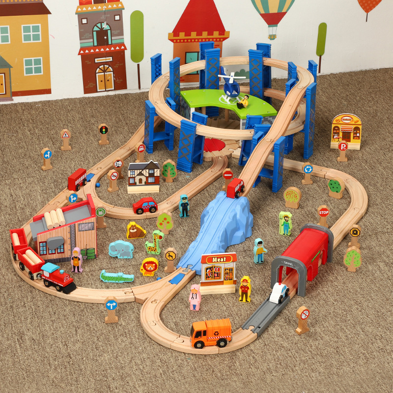 2025 Wholesale Christmas Kids Railway Wooden Electric Toy Model Mini Train Sets