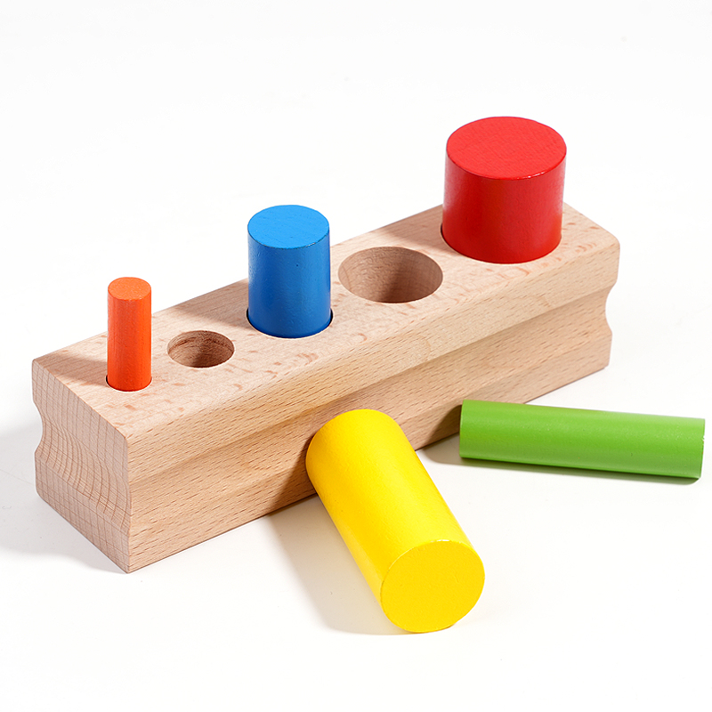 Montessori Wooden Teaching Aids-Five-Color Cylinders for Kids 2-4 &amp; 5-7 Years Early Education Educational Toys
