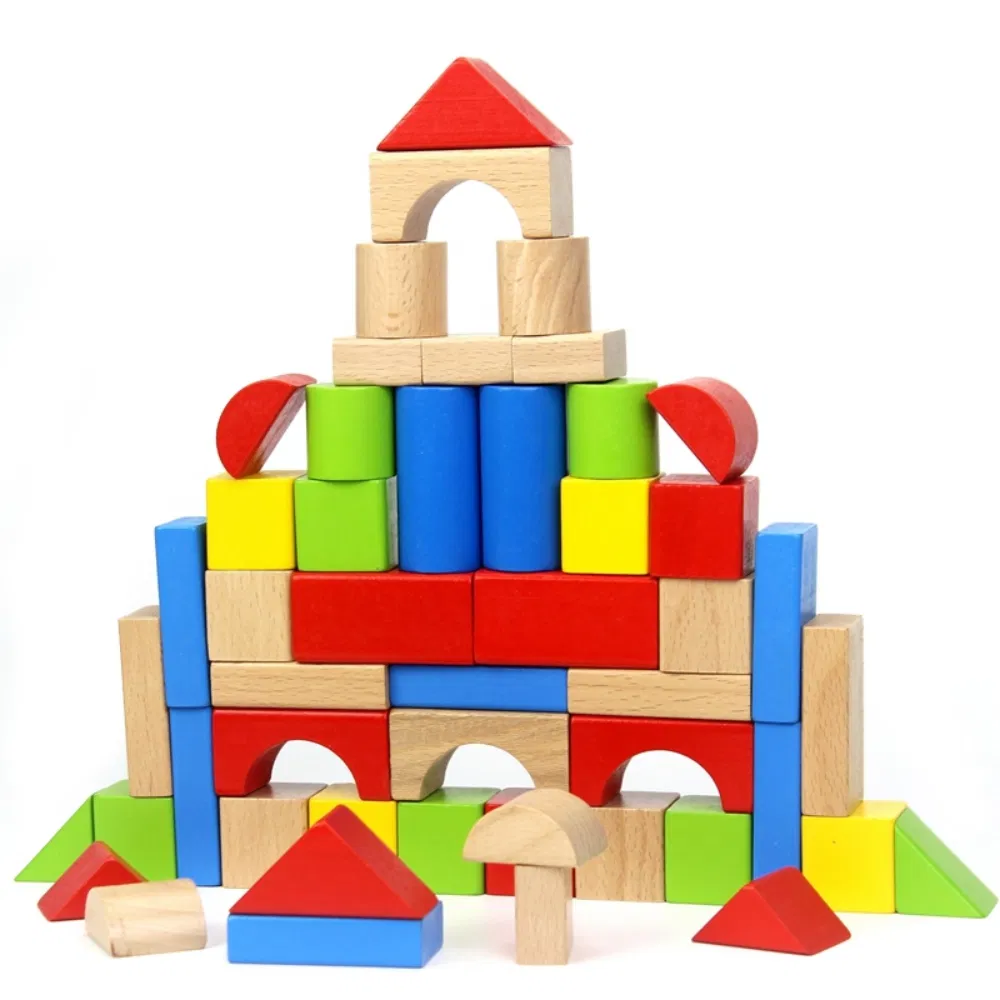 Wooden Toy Gift Set Developmental Construction Natural Building Blocks