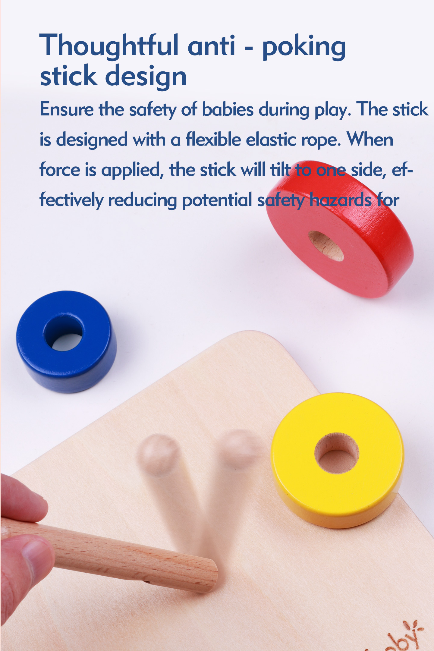 Montessori Wooden Educational Toys for Toddlers 1-3 Years Horizontal Disc Stacking Ring Toy