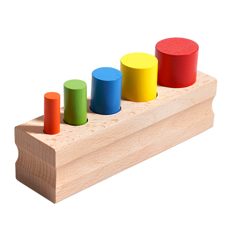 Montessori Wooden Teaching Aids-Five-Color Cylinders for Kids 2-4 &amp; 5-7 Years Early Education Educational Toys