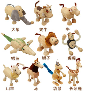 Hot Sale Custom Color Wooden Mini Jungle Animals Set Wild Animal Figure Toys for Learning and Party Favors