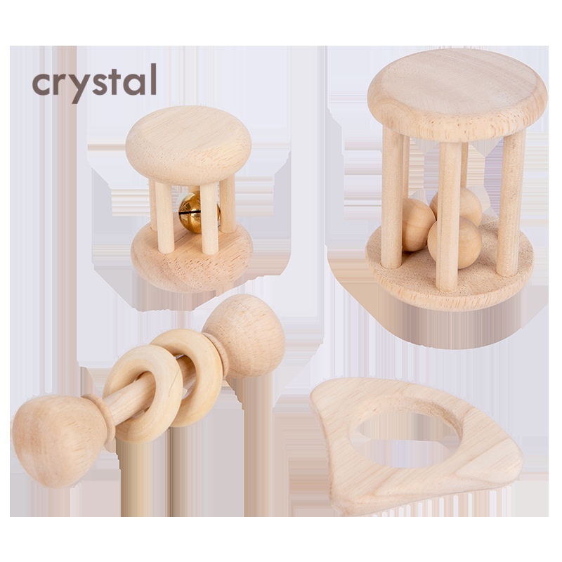 Crystal Wooden Chewable Hand Rattle Sensory Toy Eco-Friendly Educational Unisex