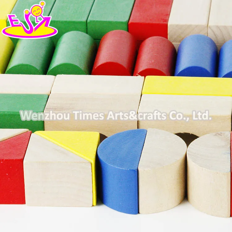 Colorful 80 Pieces Kids Wooden Toy Connecting Building Blocks Best Sale Children Wooden Intelligence Building Blocks W13A137
