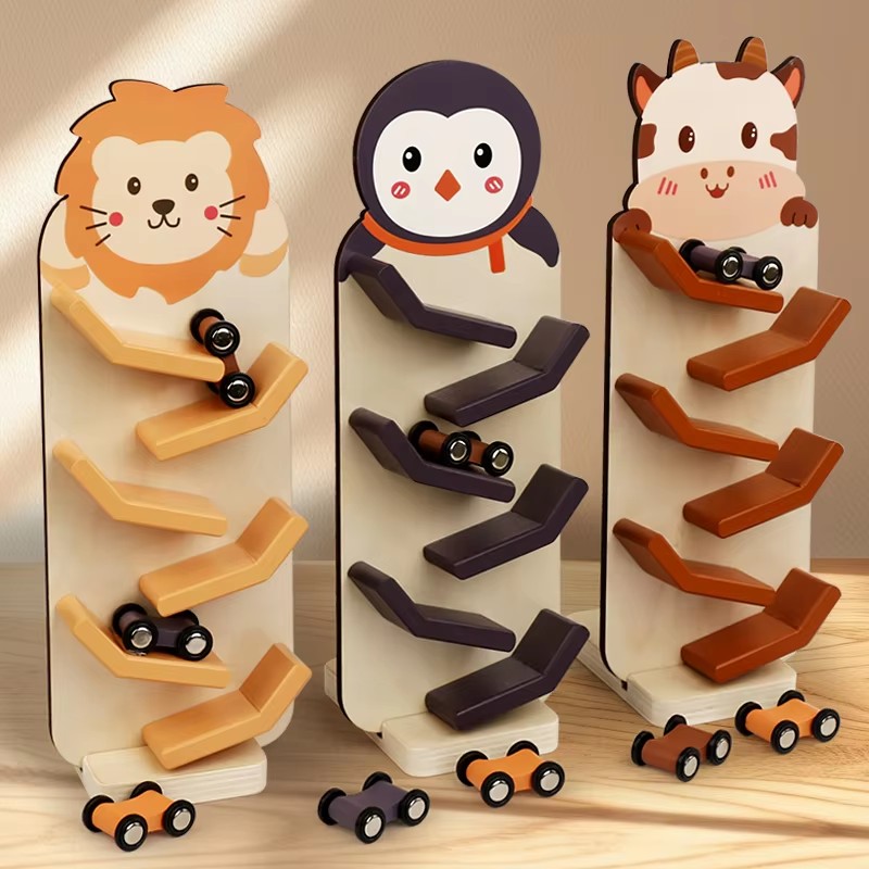 Factory Direct Sale Montessori Cartoon Wooden Racing Toy Montessori Educational Toys for Unisex Kids