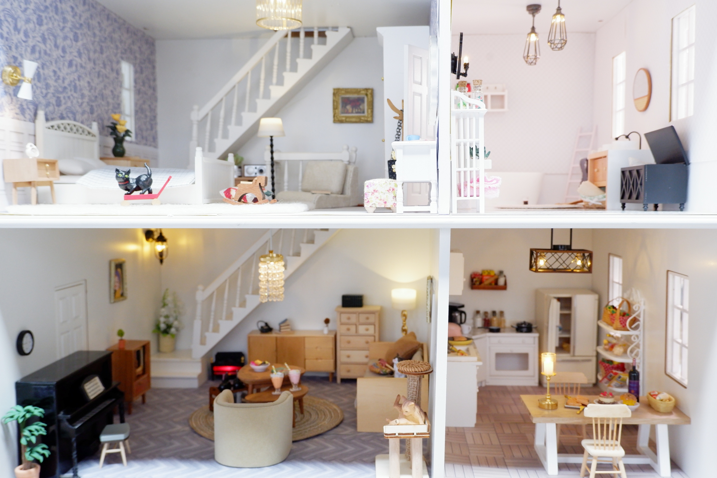 Doll House 1:12 Unfinished Wooden House Kit DIY Warehouse Farmhouse Miniature Accessories Decor Shop Store
