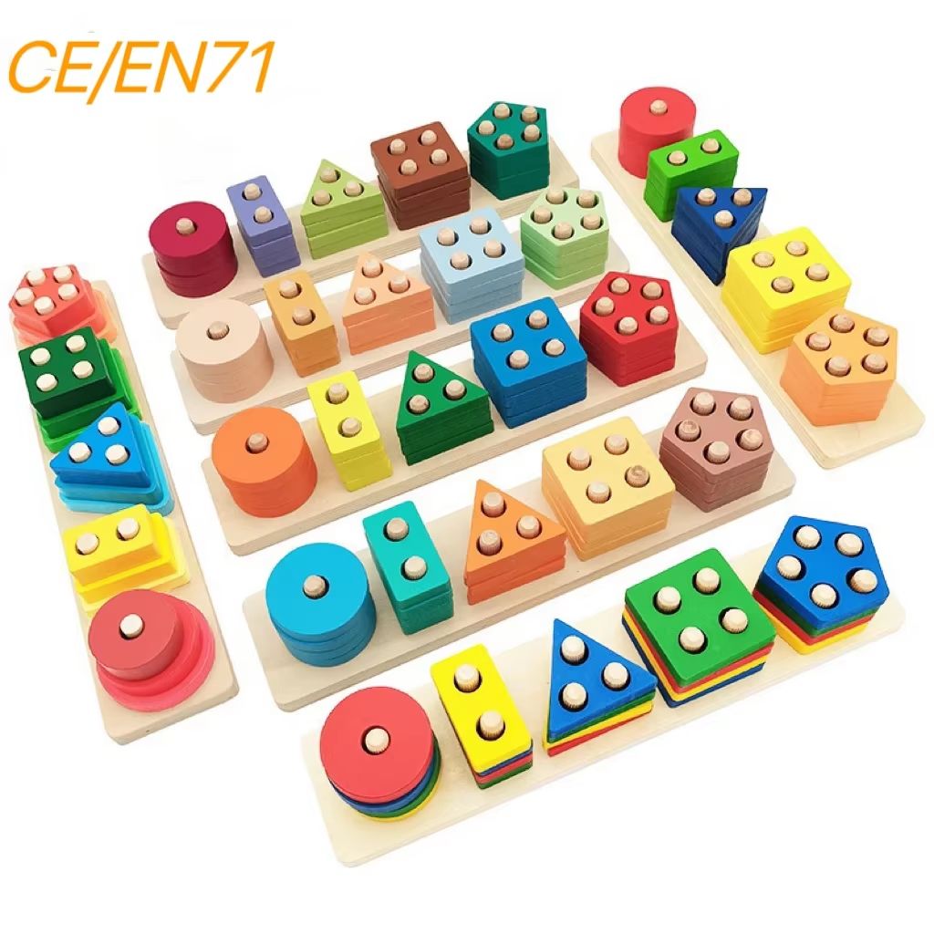 Montessori Toys Wooden Learning Puzzles Shape Sorting & Stacking Toys for Toddlers and Kids Preschool