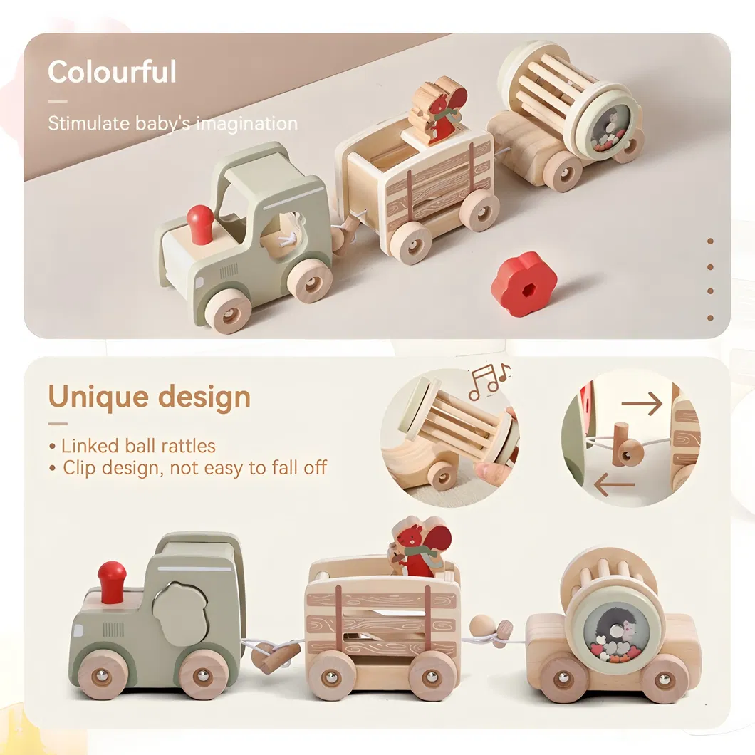 Wholesale Christmas Wooden Cars Wooden Railway Mini Train Set Toy for Kids