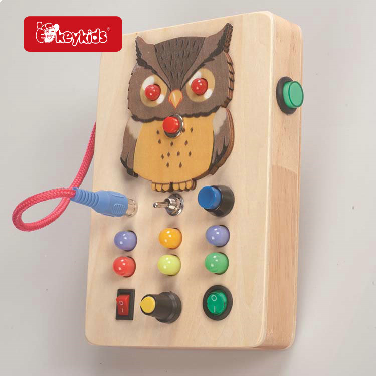 Travel Activity Children Educational Wood LED Busy Board with Switch Autism Toys W12D622