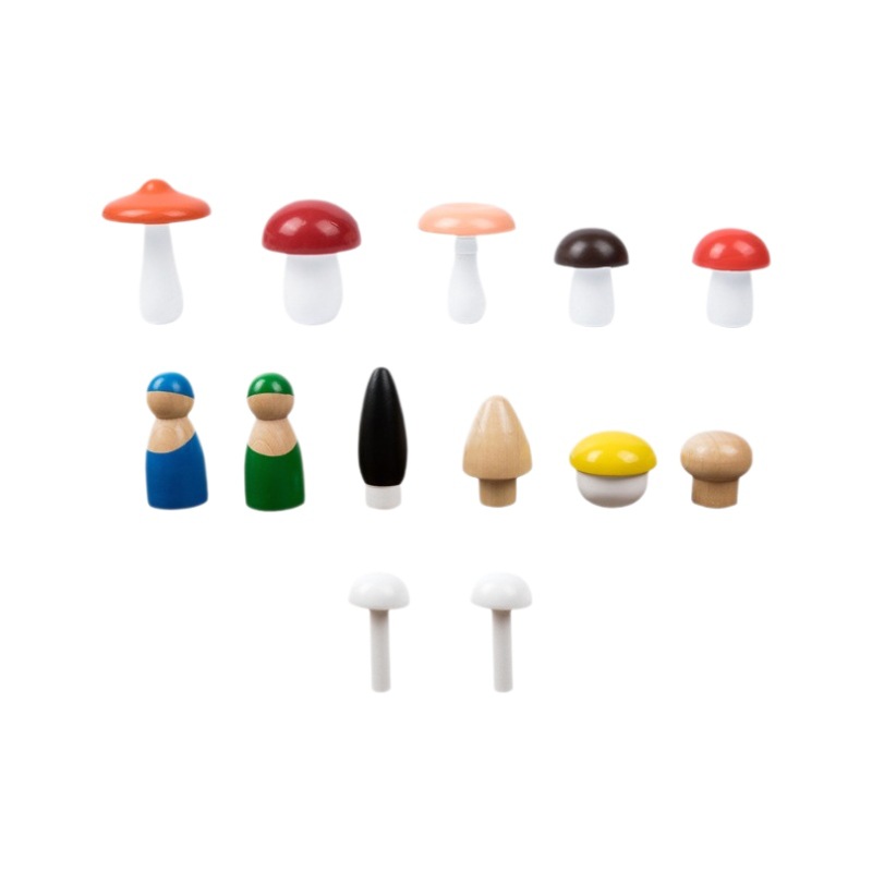 Eco-friendly Children's Wooden Enlightenment Cognitive Toy Baby's Color Matching Simulated Mushroom Picking Educational Toy