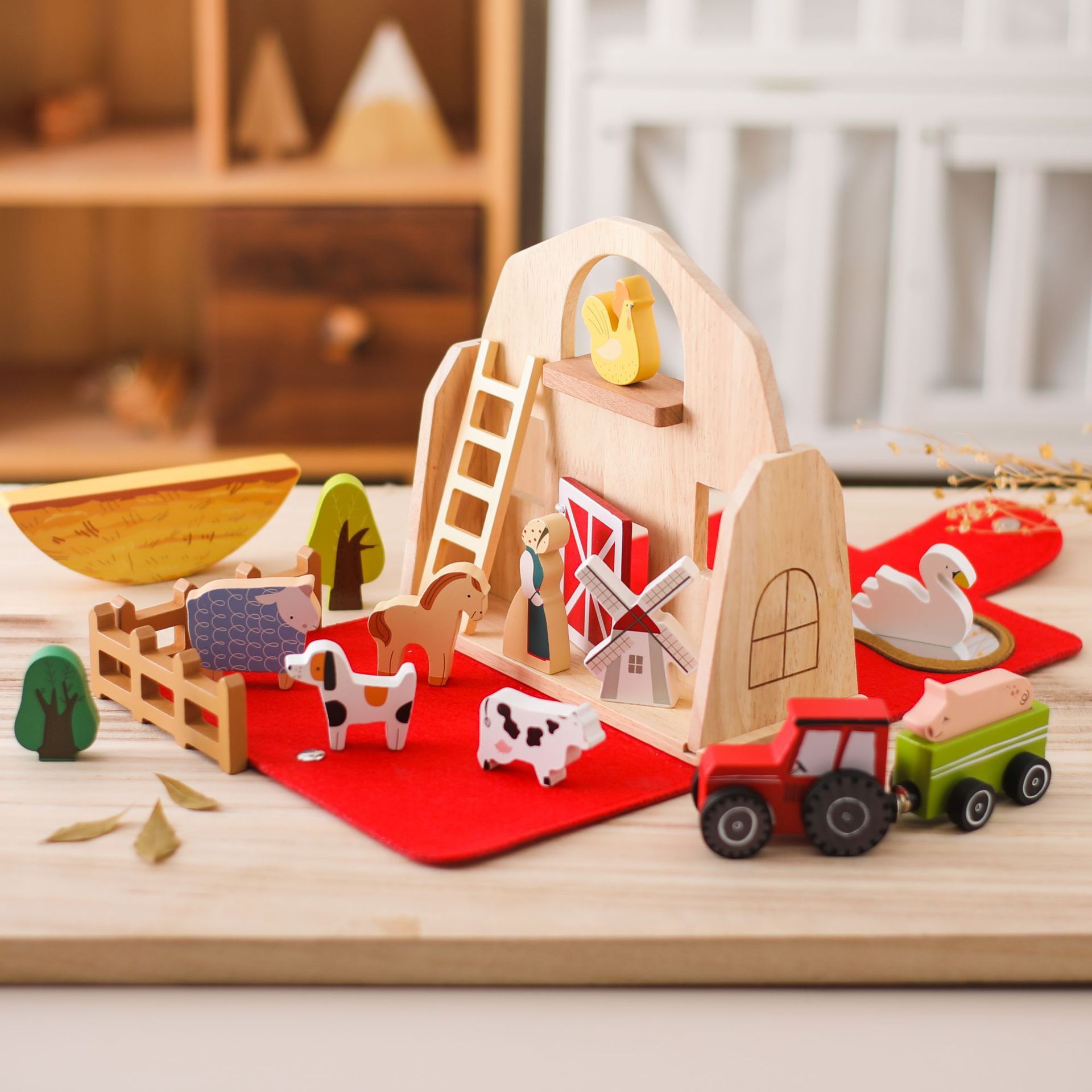 Beiyang Custom Montessori Educational Wooden Barn Farm Stacking Toys For Toddlers 25-36 Months Improve Cognitive Skills