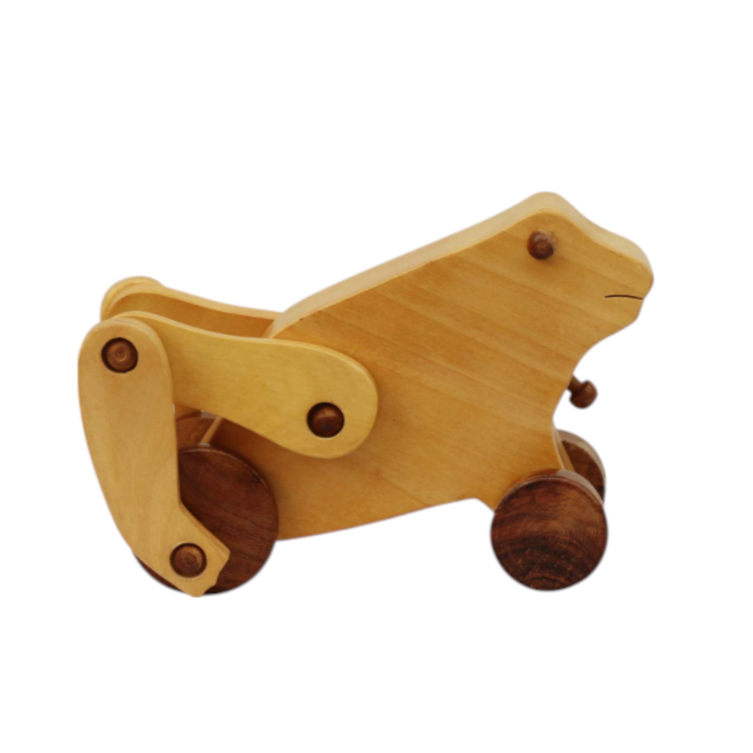 Handcrafted Wooden Frog Pull Toy for Kids with Movable Wheels and Pulling Rope Animal Shaped Eco Friendly Toy for Toddlers