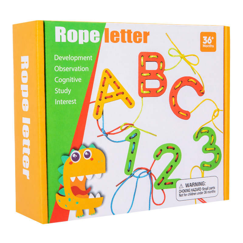 HARDWORK Wood Children's Educational Toys Large Bead Threading Blocks Boys Girls Numbers Letters Creative Early Education Bead