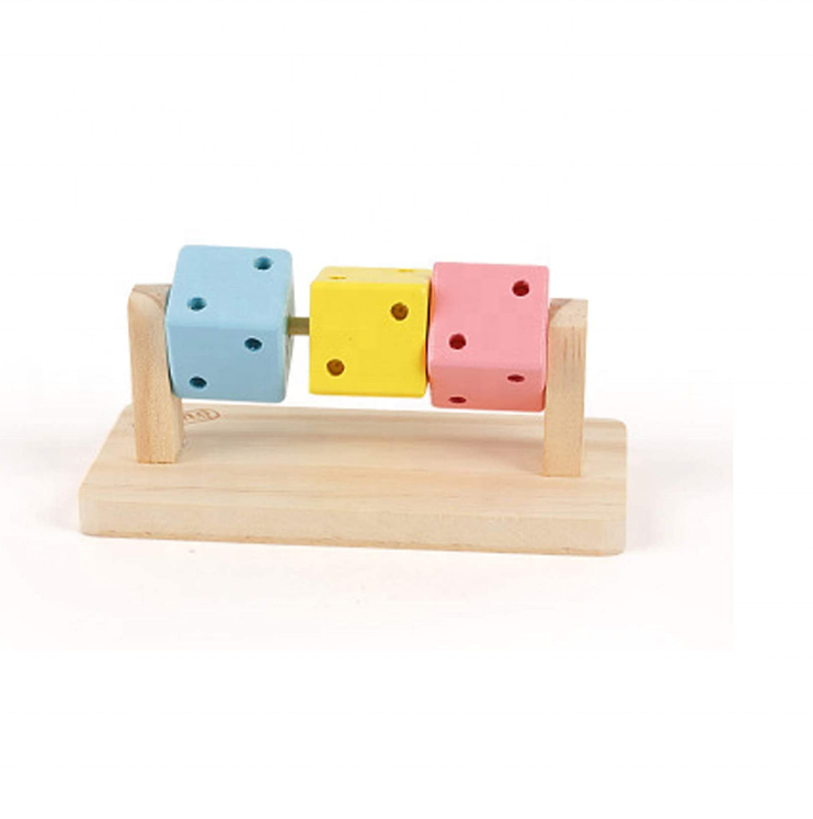 Hamster chew toys, natural wooden molar toys, colorful wooden blocks suitable for intelligent training and play of small animals