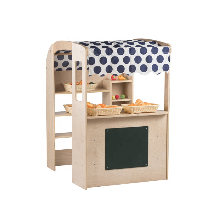 Children Pretend Play Toys Wooden Toddler Play Shop Grocery Store Kids Role Play