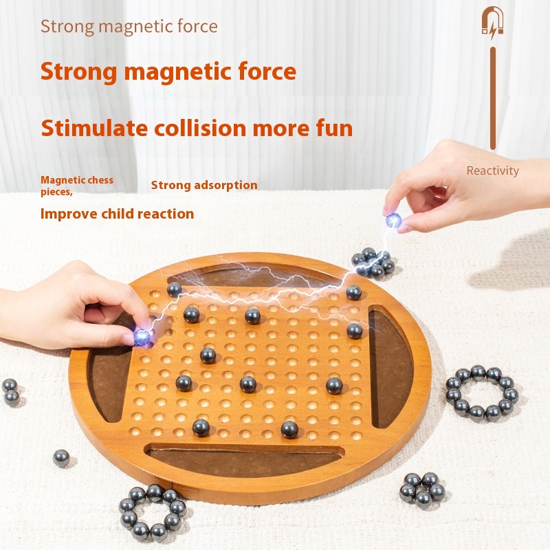 Eco-Friendly Wooden Magnetic Induction Battle Chess Fun Effect Board Game for Children's Toy