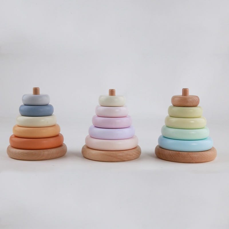Classic Wooden Stacking Blocks - Montessori Building Toy for Children
