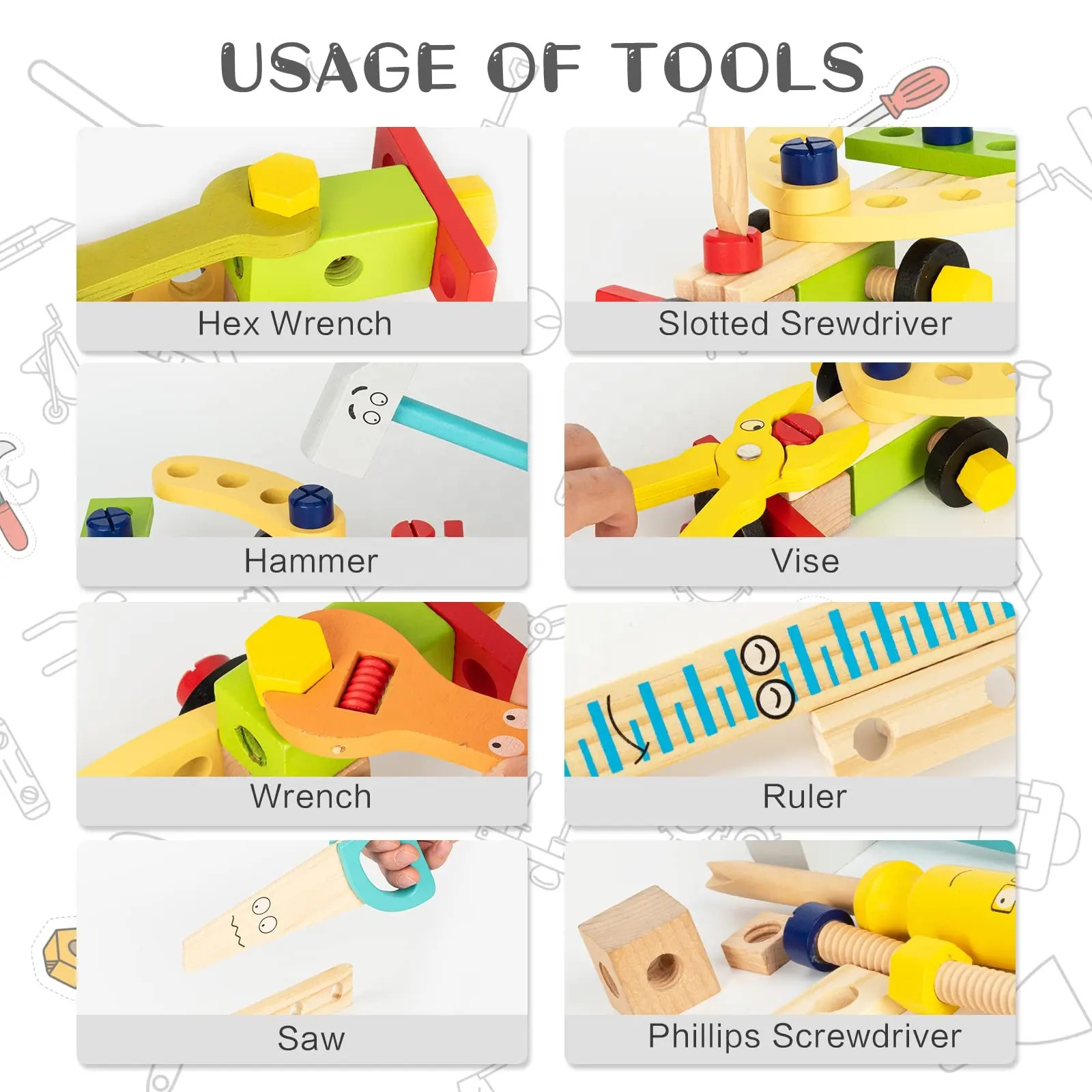 Wooden Tool Toy Detail 5