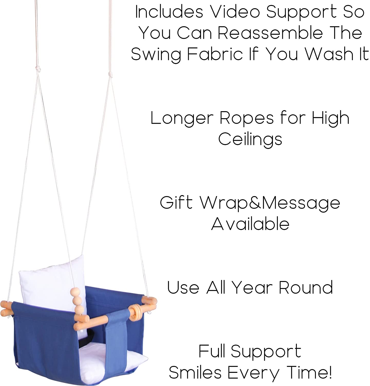 Hammock Backyard Outside Swing Kids Toys 6-36 Months Secure Toddler Hanging Swing With PE Ropes