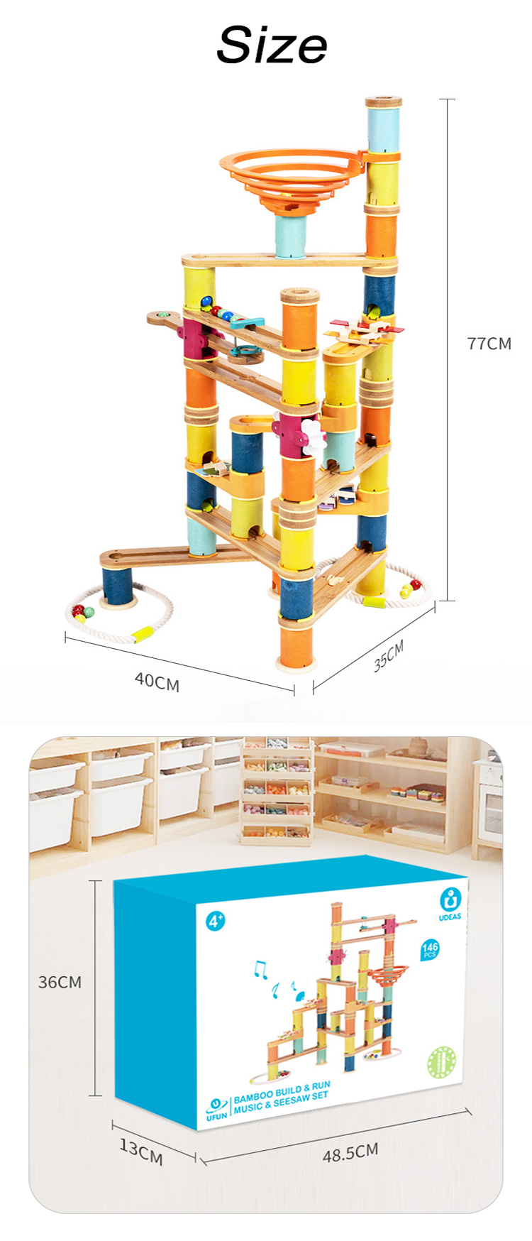 STEM DIY Building Block Set Educational & Fun Wooden Marble Run Race Track Toys
