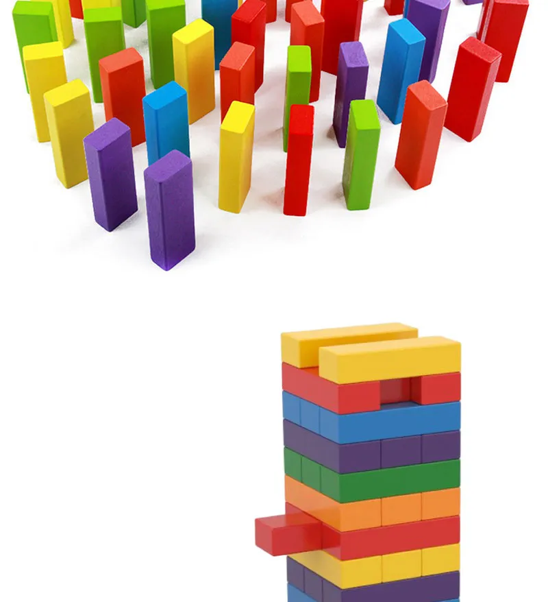 Wooden Toy Tumbling Tower Brick Building Game Toppling Blocks