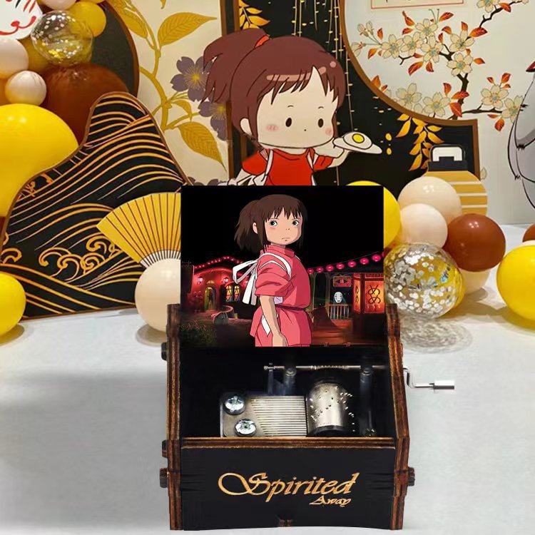 Hot Selling Custom DIY Wooden Music Box Colorful Laser Engraved Mini Hand Crank Eco-friendly Pre-recorded Cartoon Style Holiday