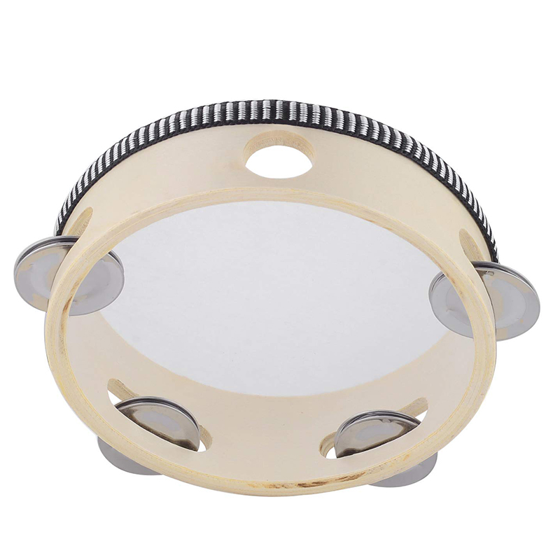 Wholesale Hand Held Birch Tambourine Drum 6 Inch Metal Jingles Bell Percussion Gift Musical Educational Drum Instrument for Kids