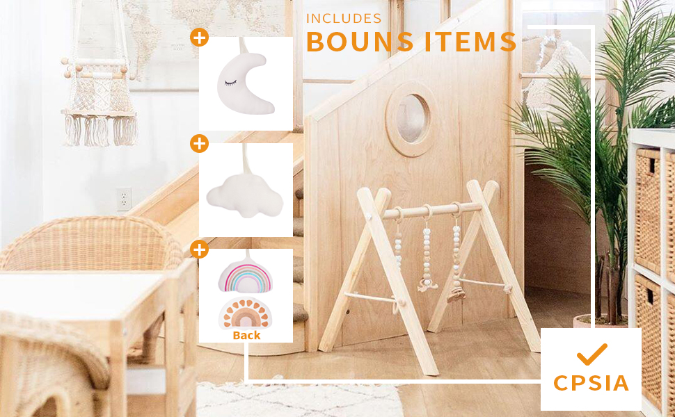 wooden play gym usage